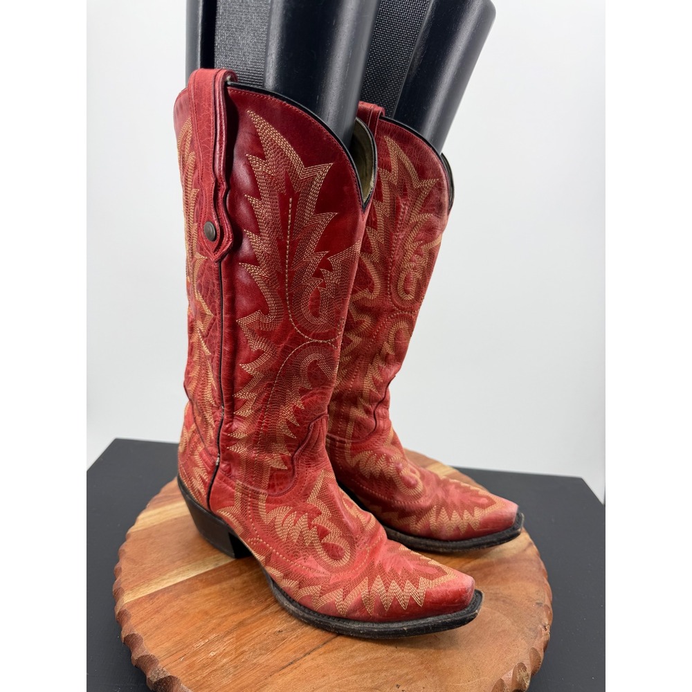 Corral G1910 Western Boots Women 6.5M Red Picasso Embroidered Leather snip Toe